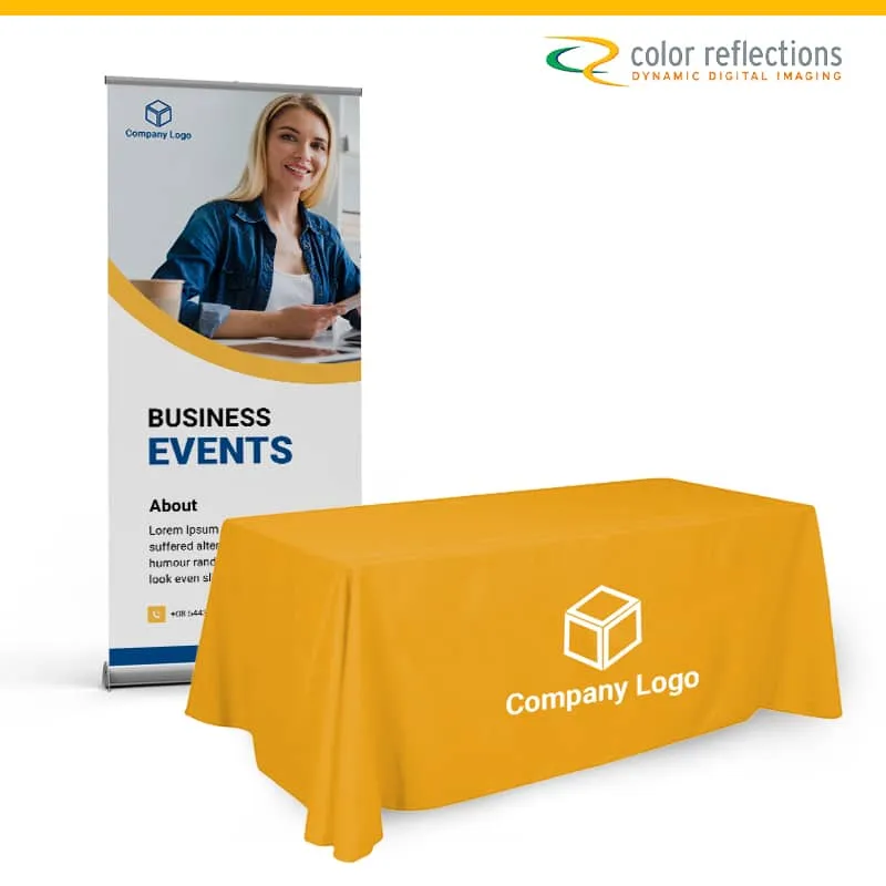 1 x 6' table cover, 1 x 60" retractable banner. - Starting at $399