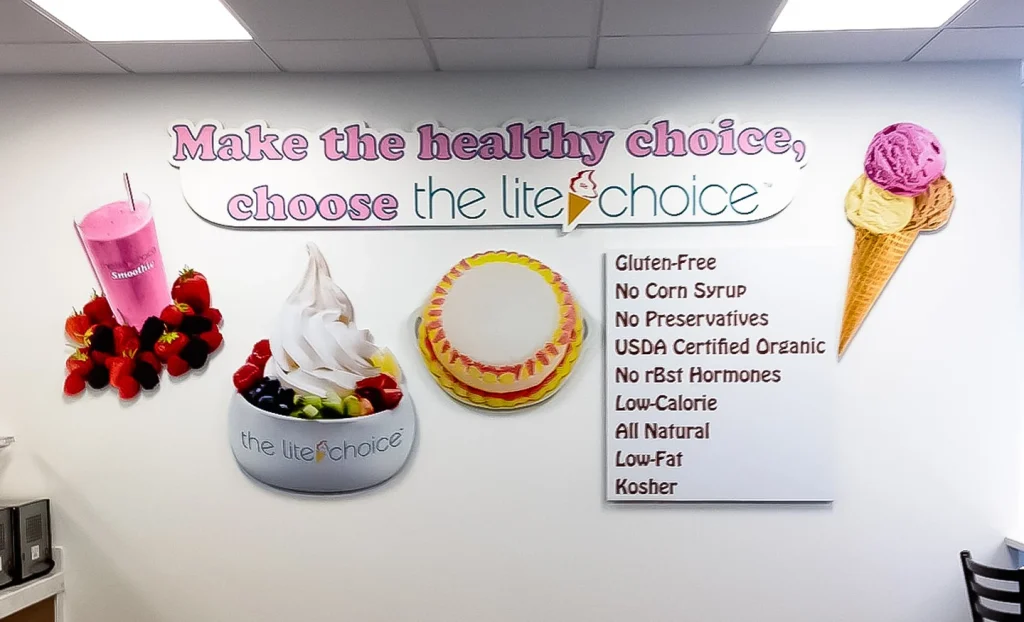 Dimensional wall graphics for ice cream shop.