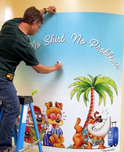 Installing large indoor wall graphics