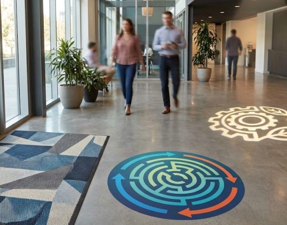 Custom Floor Graphics, Printed Mats, or Projected Gobo Lighting: Which Belongs on Your Floor