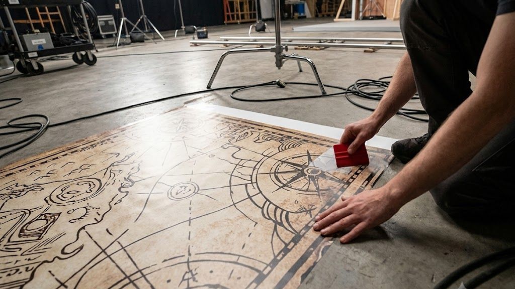 How Do Film and TV Production Designers Use Custom Floor Graphics on Set