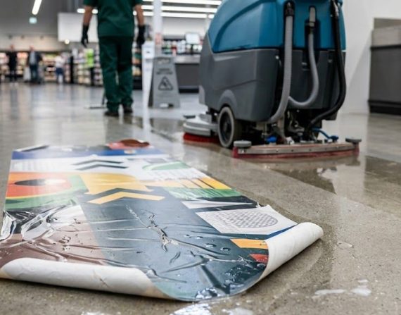 Why Do Custom Floor Graphics Peel After the Cleaning Crew Runs the Auto-Scrubber